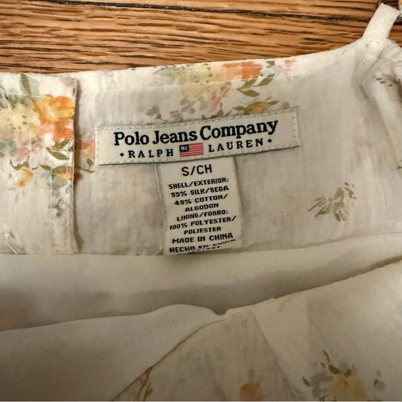 Vintage 90s Polo Jeans Ralph Lauren Floral Silk Blend Tank Small - Picture 3 of 3